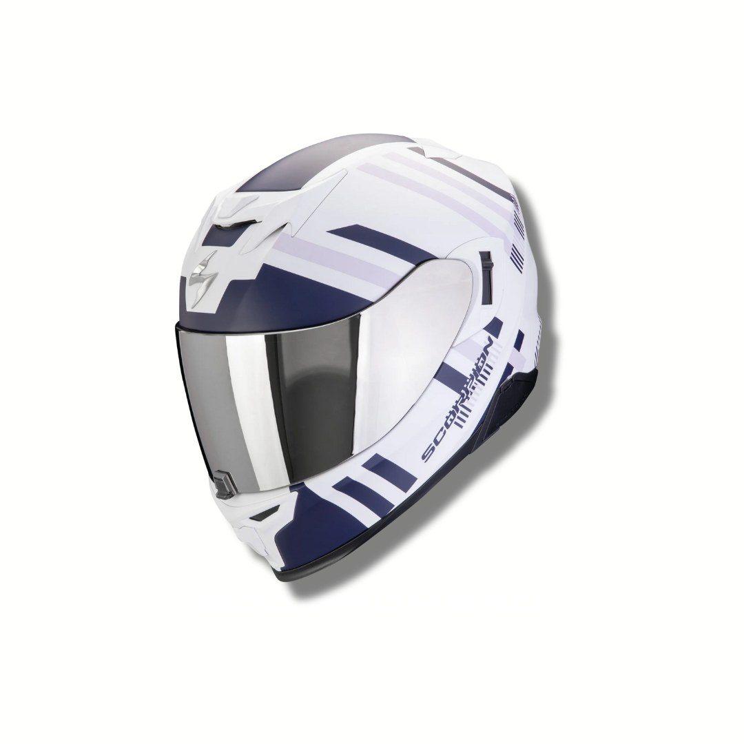 Casco Scorpion EXO-520 Evo Air Banshee Blanco Mate/Azul/Purpura