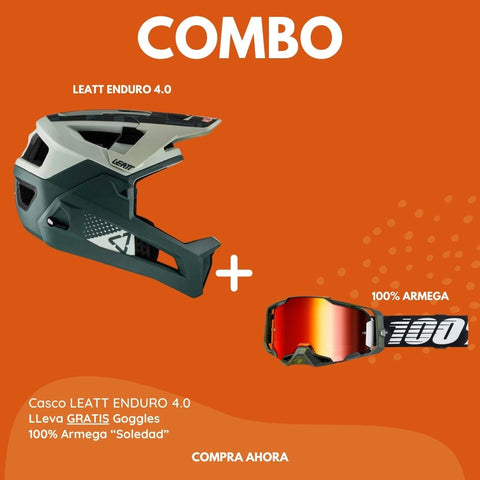 Combo Casco Leatt Enduro 4.0 + Goggles 100% Armega Soledad