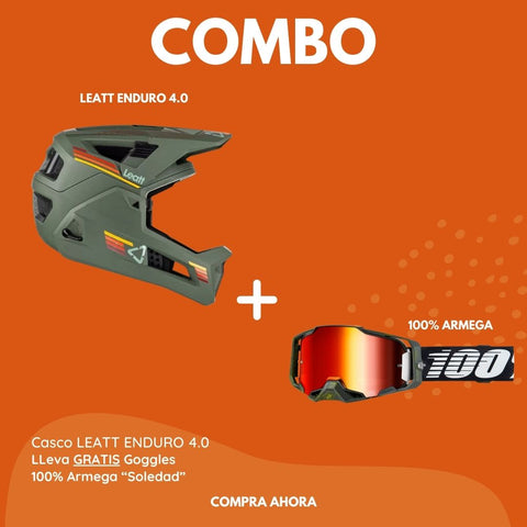 Combo Casco Leatt Enduro 4.0 + Goggles 100% Armega Soledad