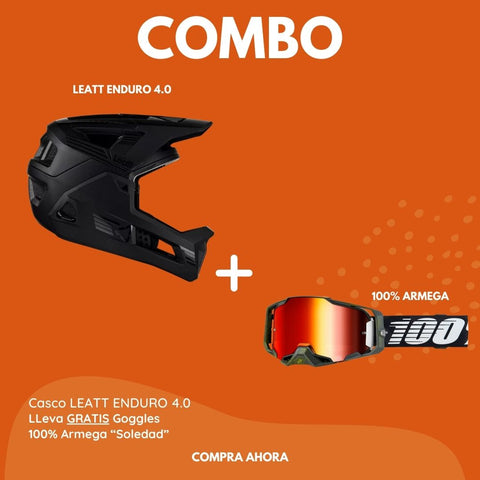 Combo Casco Leatt Enduro 4.0 + Goggles 100% Armega Soledad