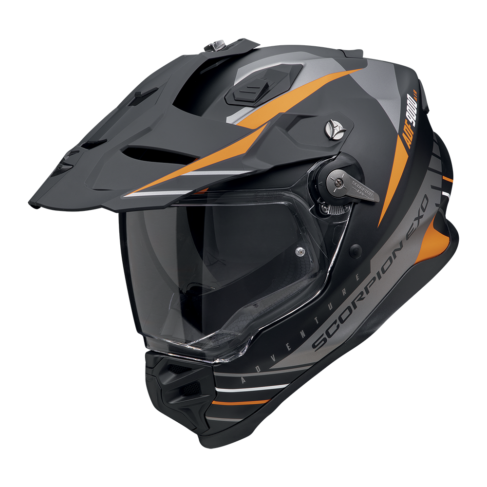 Casco Scorpion ADF-9000 Air Feat Negro Mate/Plata/Naranja