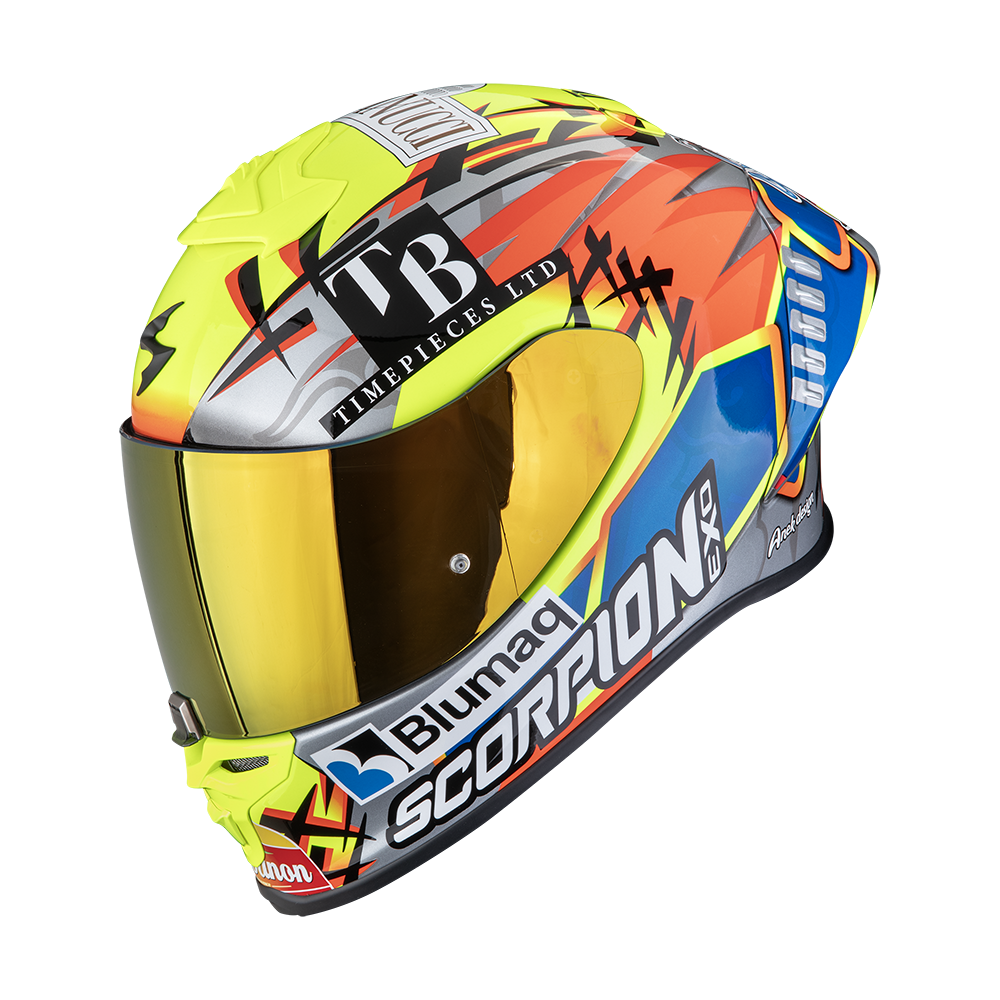 Casco Scorpion Exo-R1 Evo II Air Aron Misano Silver/Amarillo Neon/Azul