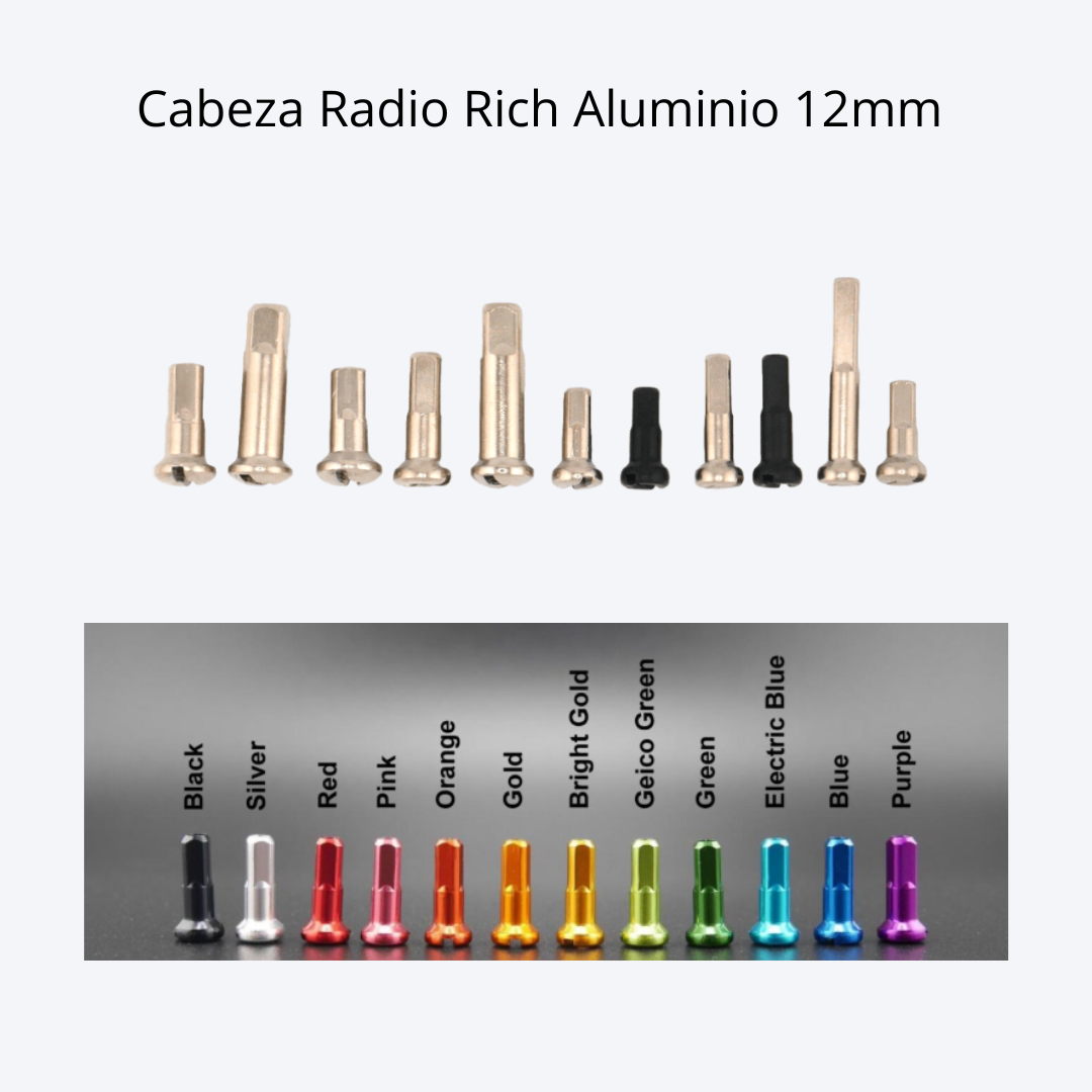 Cabeza Radio Usa Spokes Aluminio 12mm  (Paquete x 36)