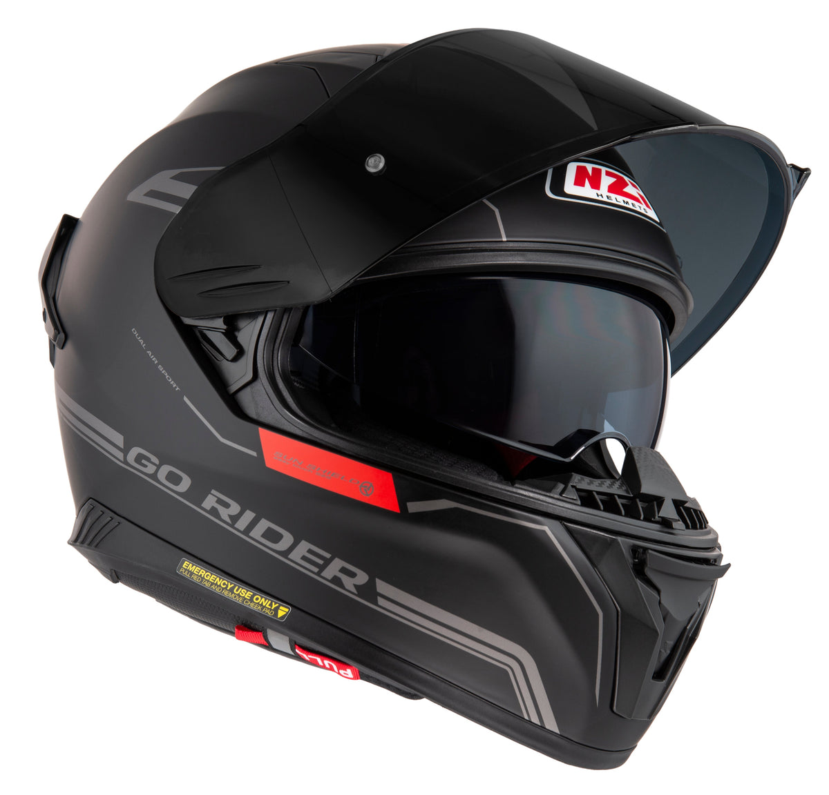 Casco NZI Go Rider Radikal Duo Nouveau Negro Mate/Rojo