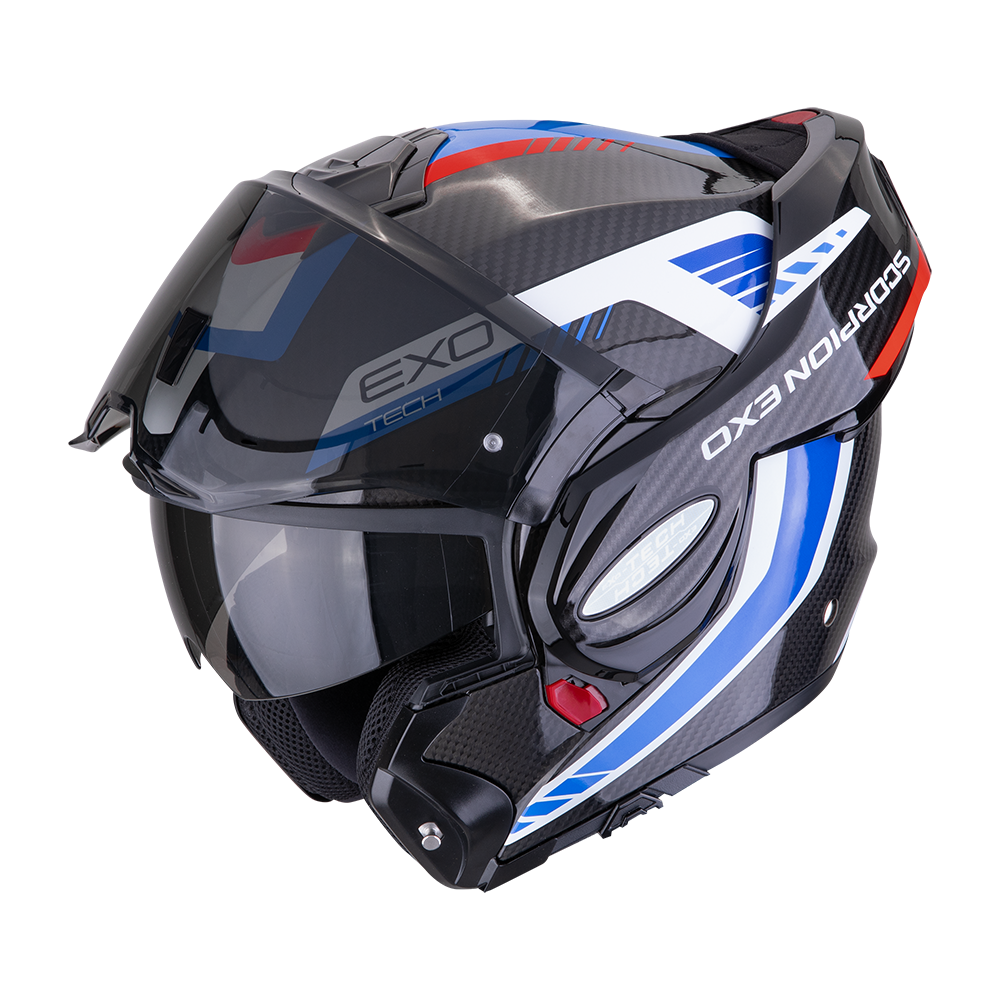 Casco Scorpion EXO-Tech Evo Carbon Cossy Negro/Azul/Rojo