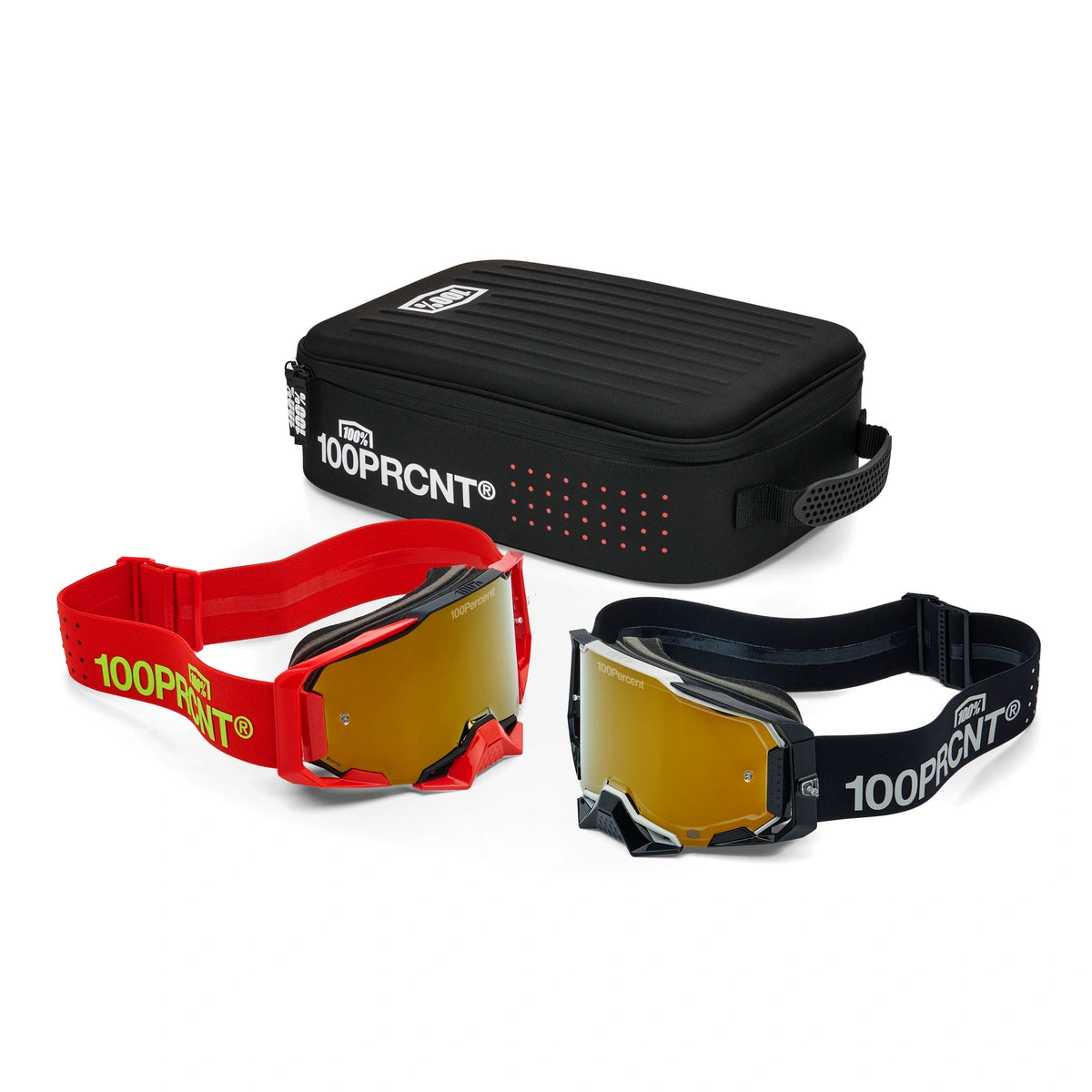 Goggle 100% Armega Dual Pro Pack Negro/Rojo Lente Dorado Espejo