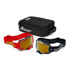 Goggle 100% Armega Dual Pro Pack Negro/Rojo Lente Dorado Espejo