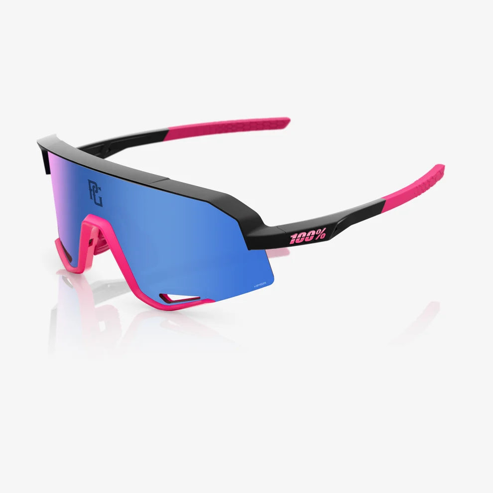 Gafas 100% Slendale Perfect Game Negro Mate/Rosa Lente Hiper Azul Espejo