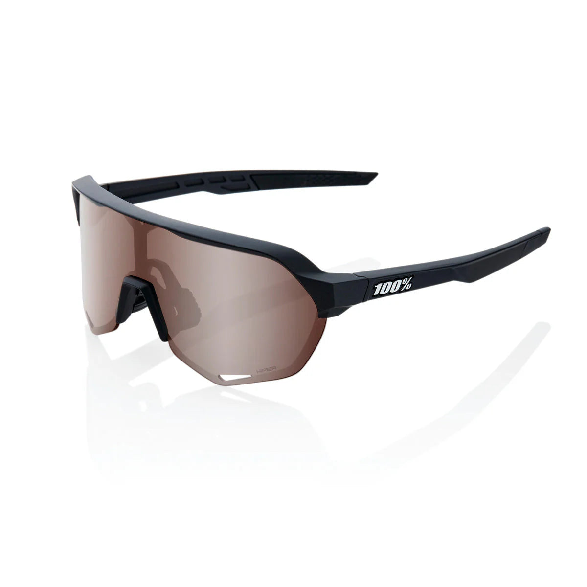 Gafas 100% S2 Soft Tact Negra Lente Hiper Crimson Silver Espejo